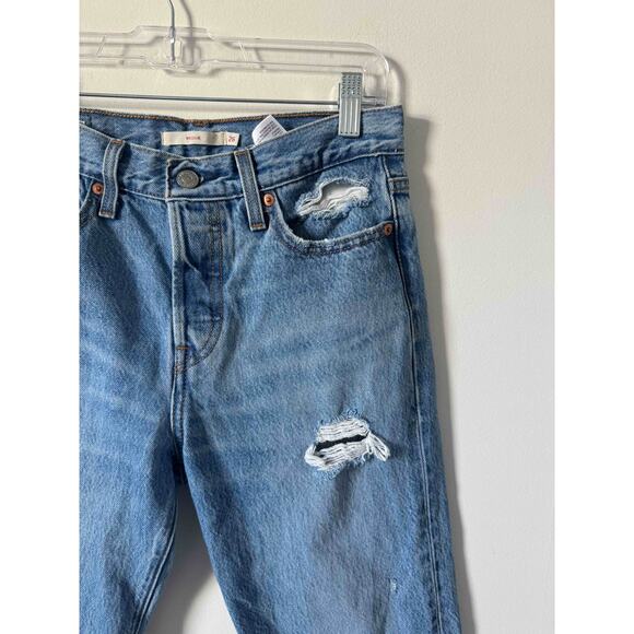 Levi's Vintage 90s Wedgie Distressed Denim Jeans Blue Size 26 - Picture 4 of 10
